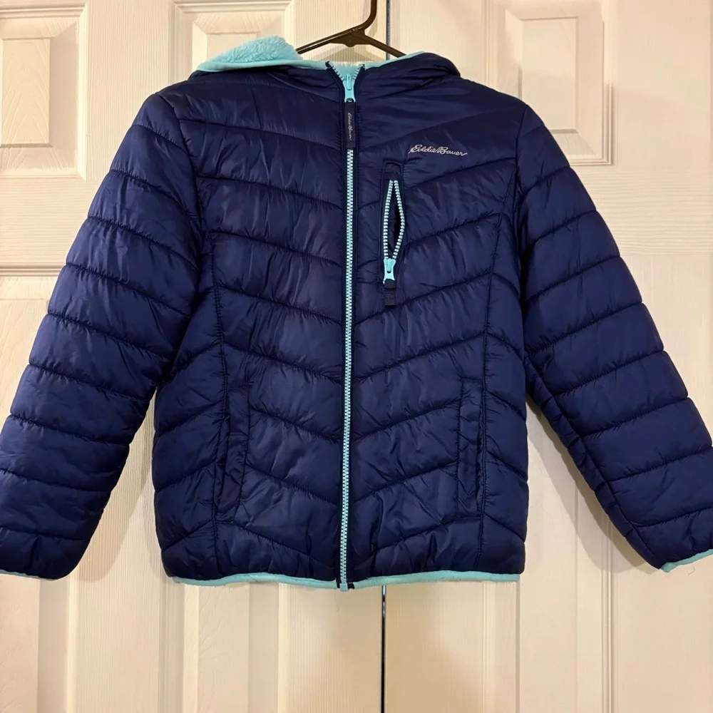 Eddie Bauer Kids reversible Puffer Jacket in Navy and Aqua